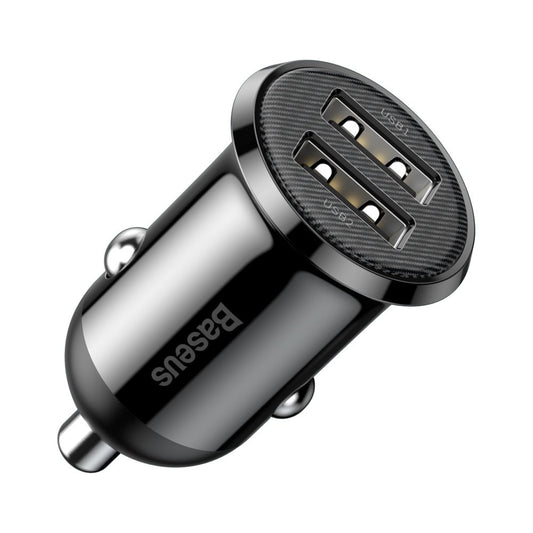 Autolader Baseus Grain Pro, 24W, 2,4A, 2 x USB-A, Zwart CCALLP-01