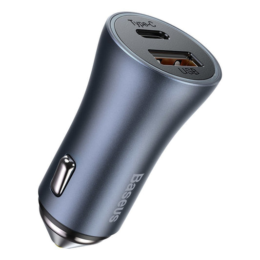 Car Charger Baseus Golden Contactor Pro, 40W, 3A, 1 x USB-A - 1 x USB-C, Grey CCJD-0G