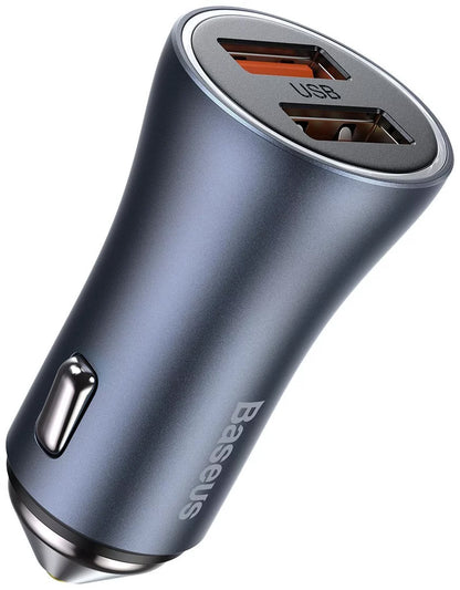 Baseus Golden Contactor Pro Dual Car Charger, 40W, 3A, 2 x USB-A, Gray CCJD-A0G