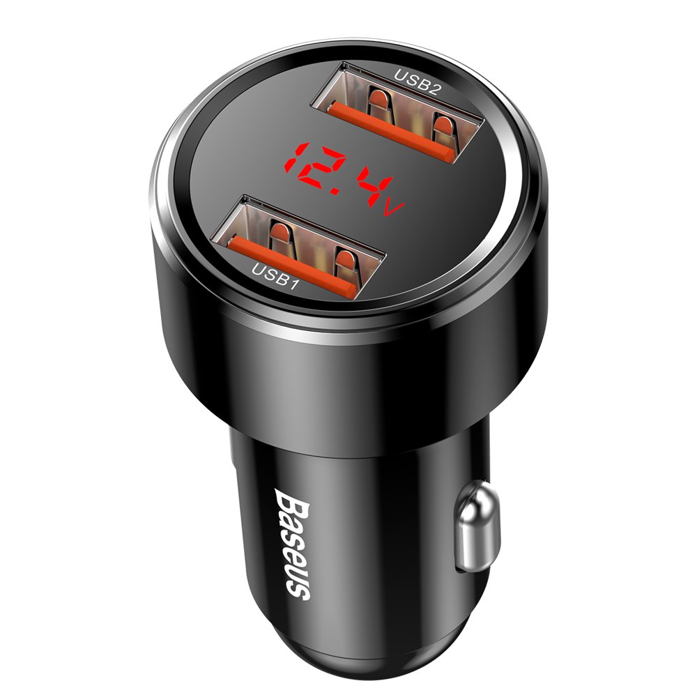 Baseus Magic Display Series Car Charger, 45W, 6A, 2 x USB-A, Black CCMLC20A-01