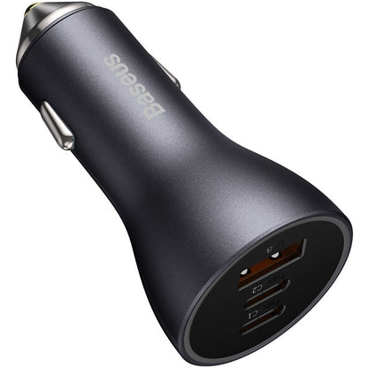 Baseus Golden Contactor Pro Car Charger, 65W, 3A, 1 x USB-A - 2 x USB-C, Gray CGJP010013