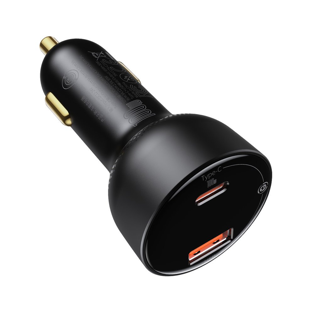 Baseus Superme Car Charger, 100W, 5A, 1 x USB-A - 1 x USB-C, Black CCZX-01