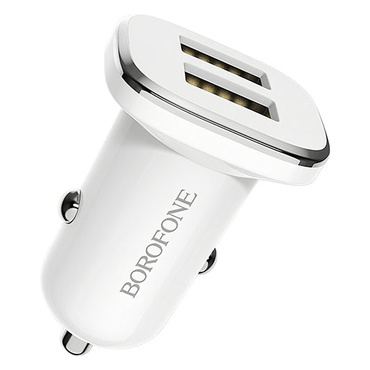 Car Charger Borofone BZ12, 12W, 2.4A, 2 x USB-A, White