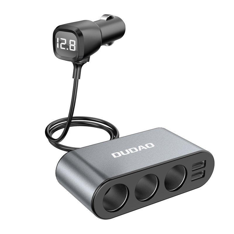 Dudao R1 Pro Aanstekeruitbreiding, 3 Uitgangen, 2 x USB-A, Display