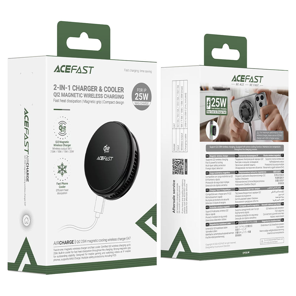 Acefast E47 2in1 Draadloze Netlader, 25W, Zwart