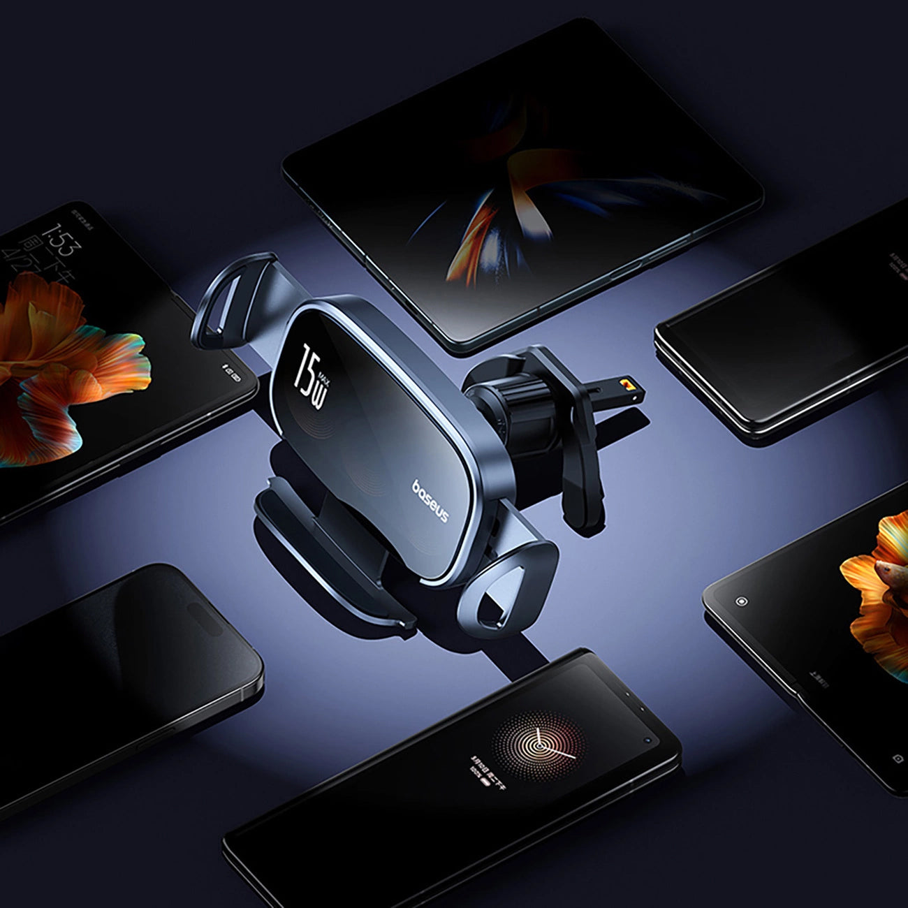 Draadloze Auto Oplader Baseus LightChaser, 15W, 1.67A, Zwart, Opnieuw verzegeld C40355901111-00