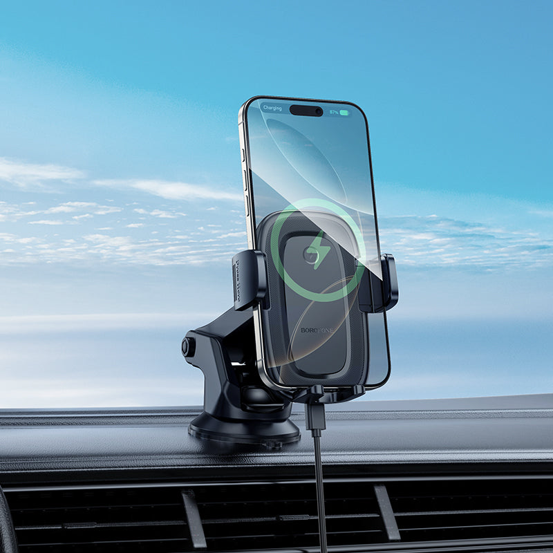 Draadloze Auto Oplader Borofone BH223 Follower, 15W, 1.67A, Zwart