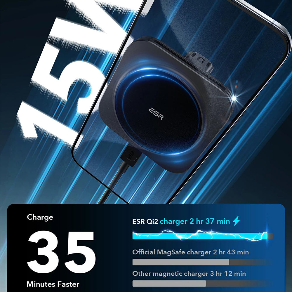 Draadloze Auto Oplader ESR HaloLock Vent, 15W, 1.67A, Zwart