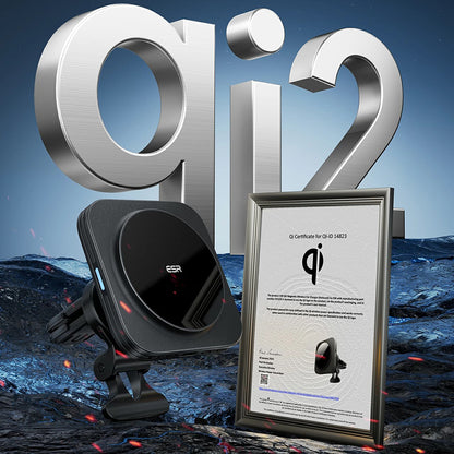 Draadloze Auto Oplader ESR HaloLock Vent, 15W, 1.67A, Zwart