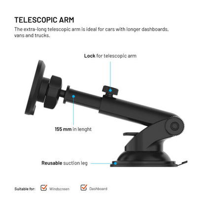 Draadloze Auto Oplader Fixed MagRound 2 XL, 15W, 1.67A, Zwart