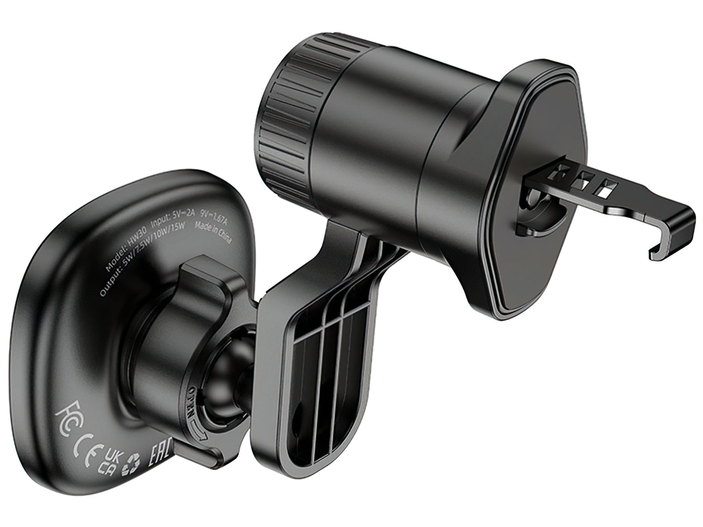 Draadloze Auto Oplader HOCO HW30, 15W, 1.67A, Zwart