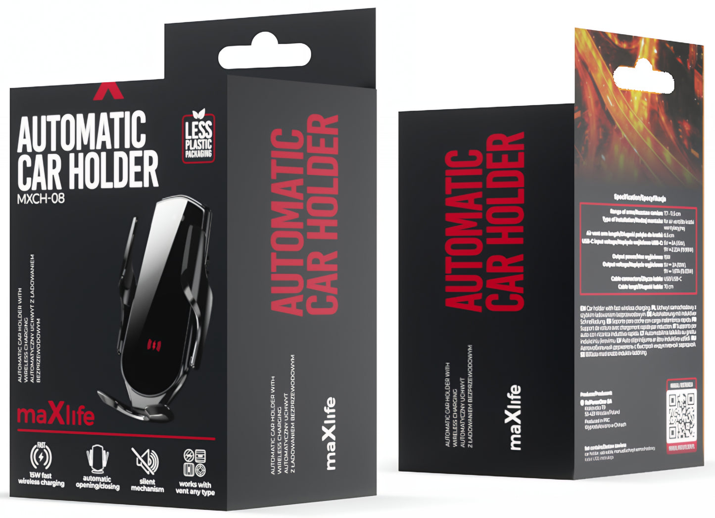 Draadloze Auto Oplader MaXlife MXCH-08, 15W, 1.67A, Zwart