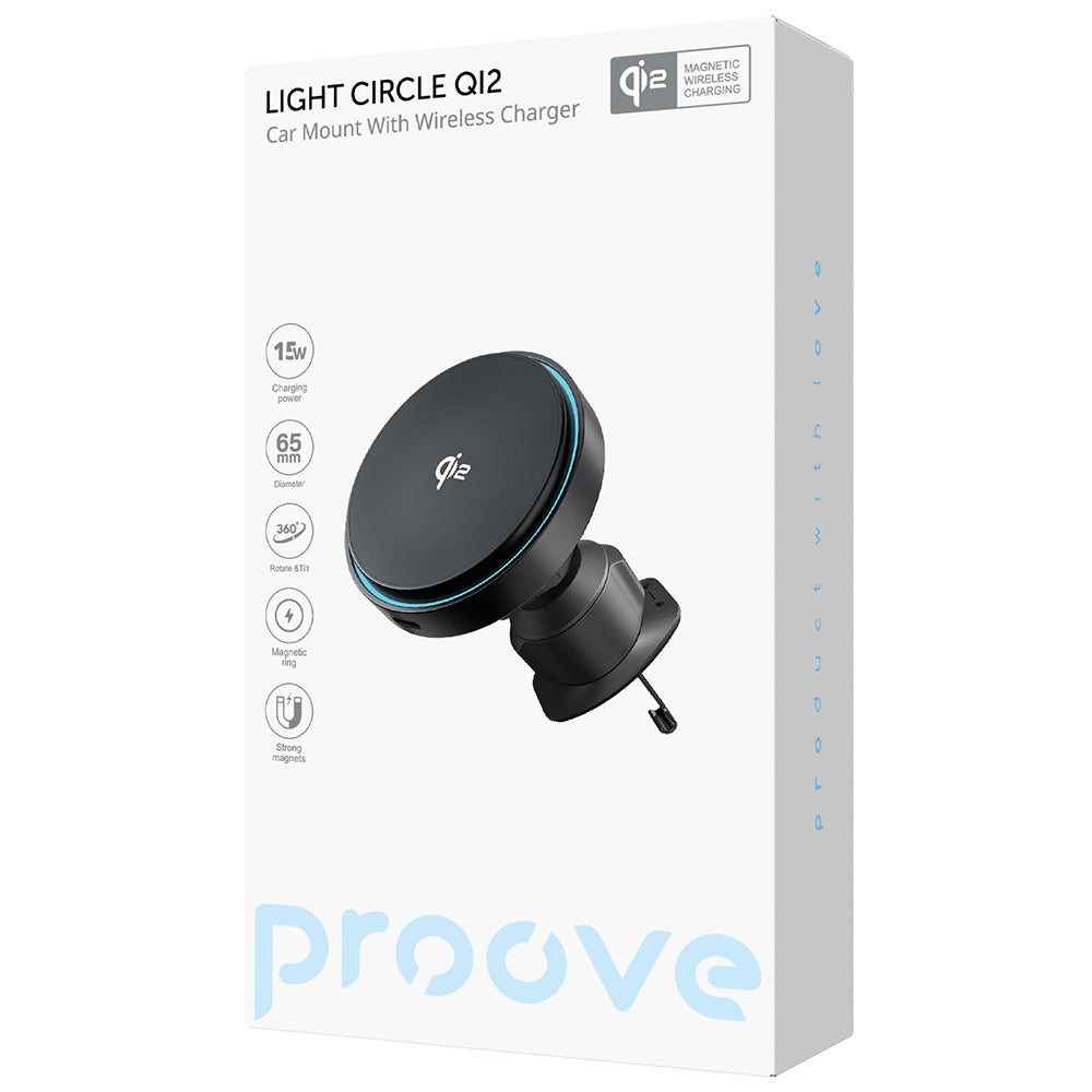 Draadloze Auto Oplader Proove Light Circle, 15W, 1.67A, Grijs WHLC15010002