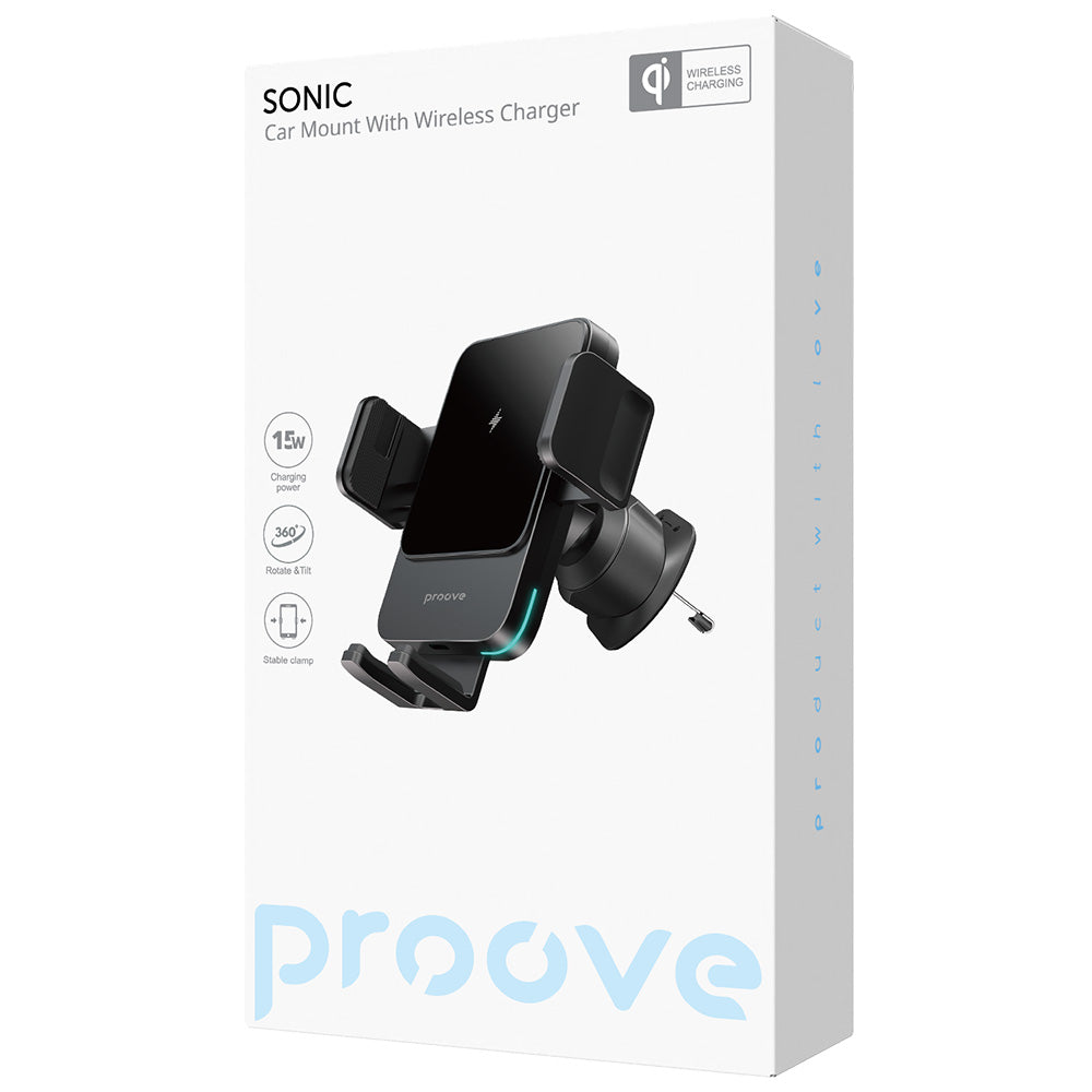 Auto Draadloze Oplader Proove Sonic, 15W, 1.67A, Grijs WHSN15002001