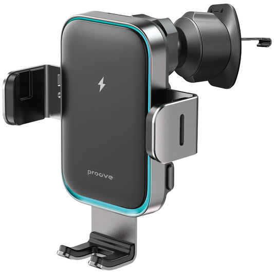 Auto Draadloze Oplader Proove Triple Clamp Pro, 15W, 1.67A, Grijs WHTP15010004