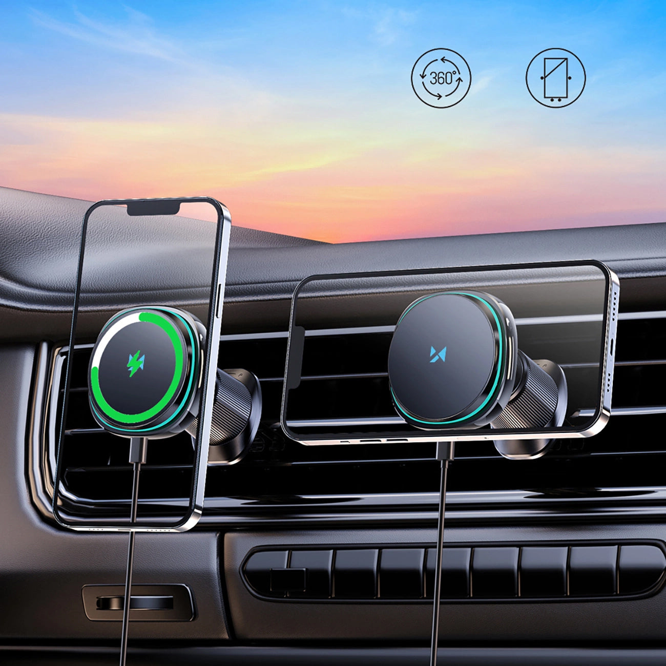 Draadloze Auto Oplader WZK WCT5-Q6S2Y, 15W, 1.67A, Zwart