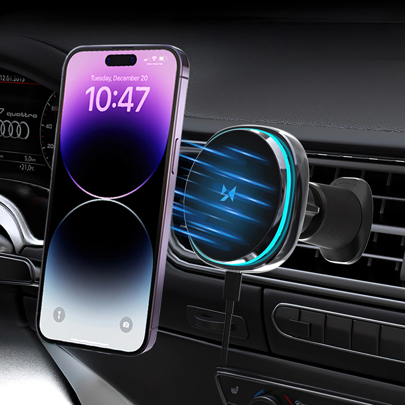 Draadloze Auto Oplader WZK WCT5-Q6S2Y, 15W, 1.67A, Zwart