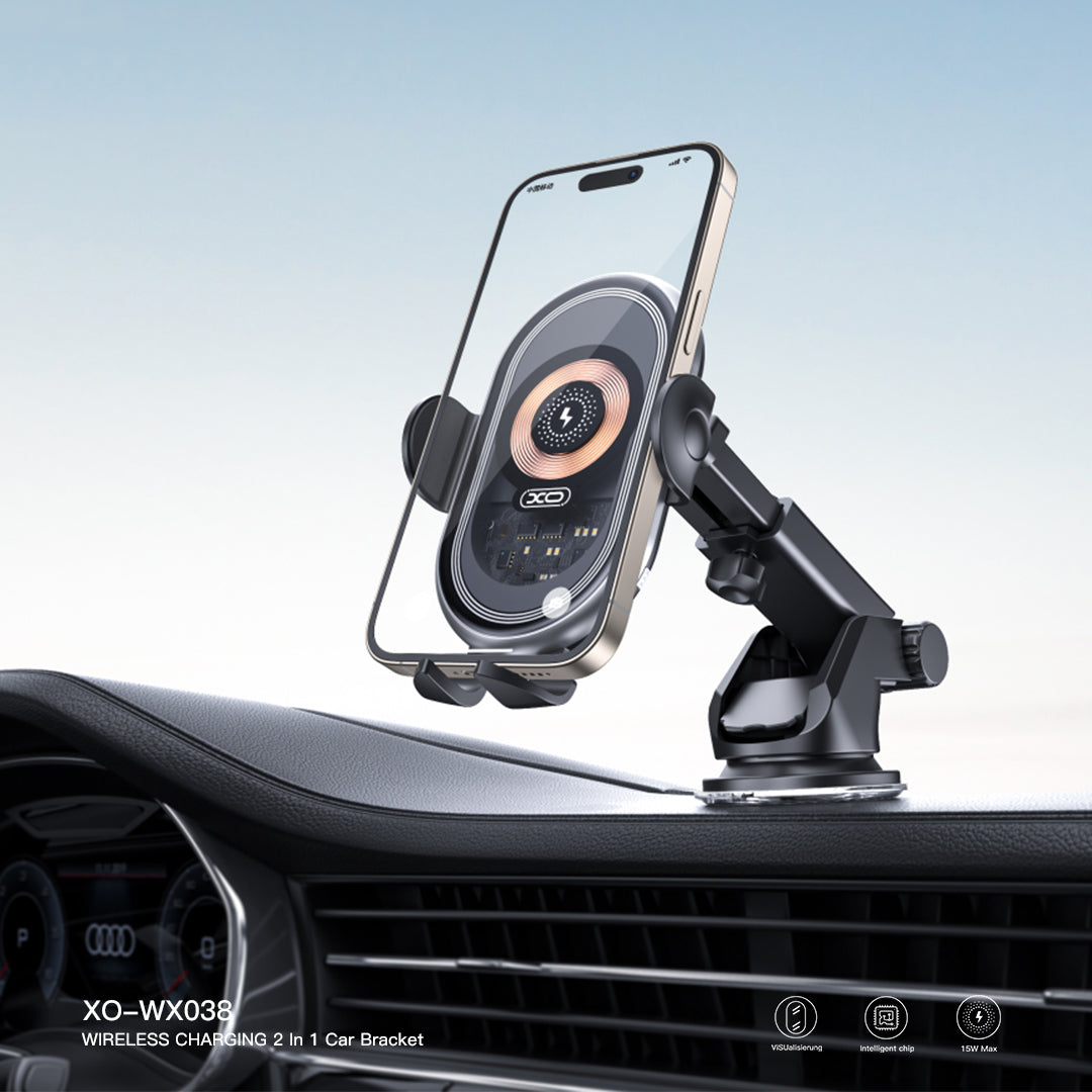 XO Design WX038 Wireless Car Charger, 15W, 1.67A, Black