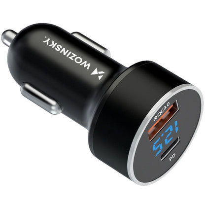 WZK WDCCAC Car Charger, 36W, 3A, 1 x USB-A - 1 x USB-C, Black