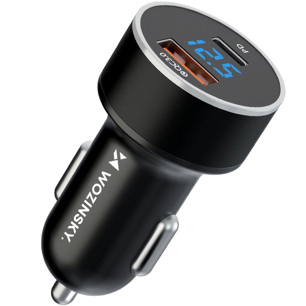 WZK WDCCAC Car Charger, 36W, 3A, 1 x USB-A - 1 x USB-C, Black