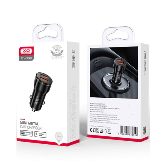 Auto Oplader XO Design CC48, 12W, 2.4A, Zwart