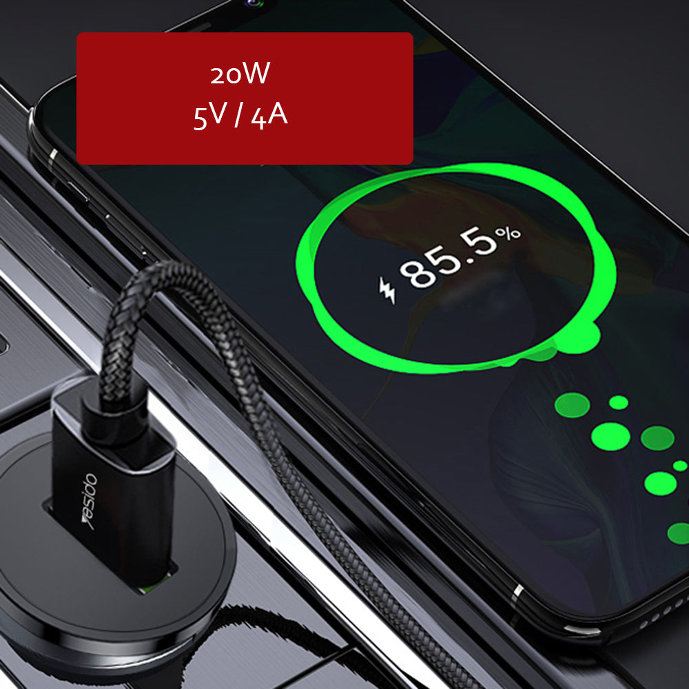 Autolader Yesido Y38, 18W, 3A, 1 x USB-A, Zwart