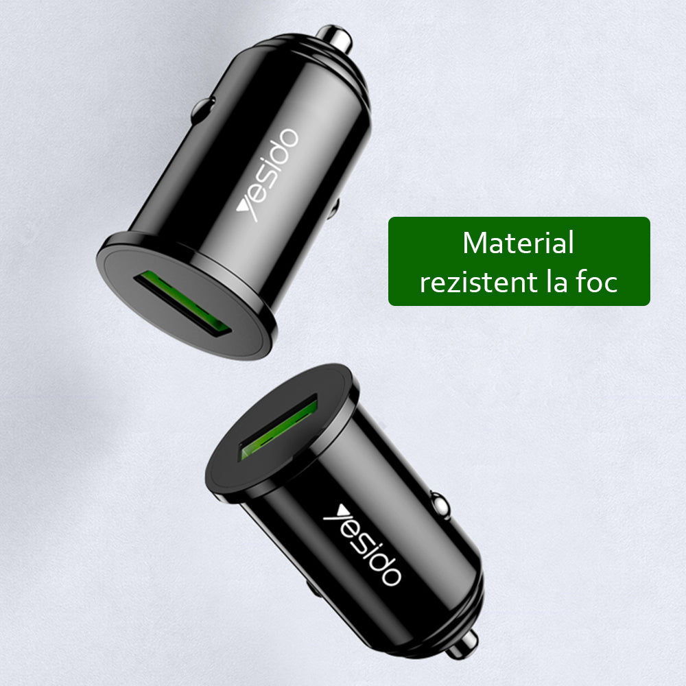 Autolader Yesido Y38, 18W, 3A, 1 x USB-A, Zwart