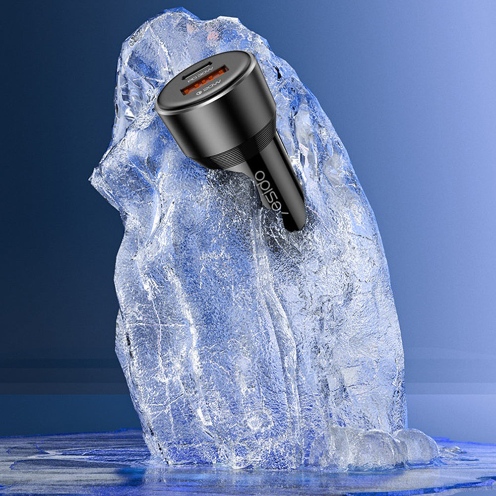 Autolader Yesido Y64, 50W, 3A, 1 x USB-A - 1 x USB-C, Zwart