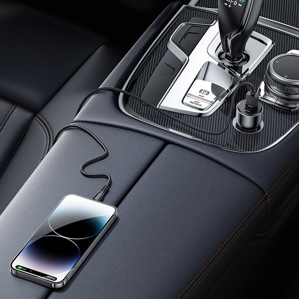 Auto-oplader Yesido Y65, 100W, 5A, 1 x USB-A - 1 x USB-C, Zwart