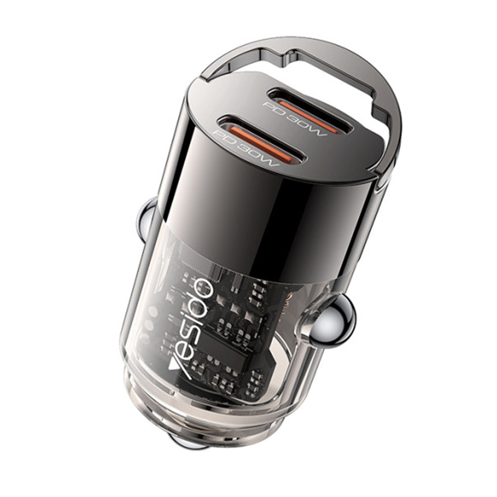 Yesido Y69 Car Charger, 30W, 3A, 2 x USB-C, Black
