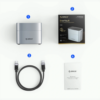 Orico EV8 Batterijlader, AA, Grijs