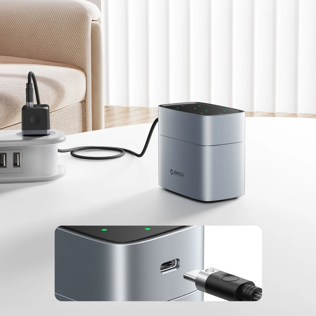 Orico EV8 Batterijlader, AA, Grijs