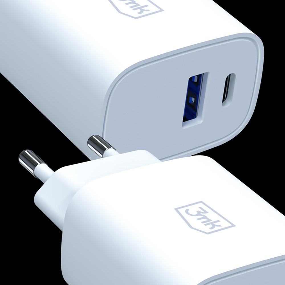 3MK FlowPower Netlader, 25W, 1 x USB-A - 1 x USB-C, Wit