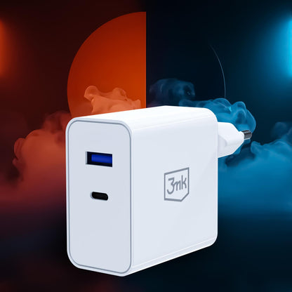 Netlader 3MK FlowPower, 45W, 1 x USB-A - 1 x USB-C, Wit