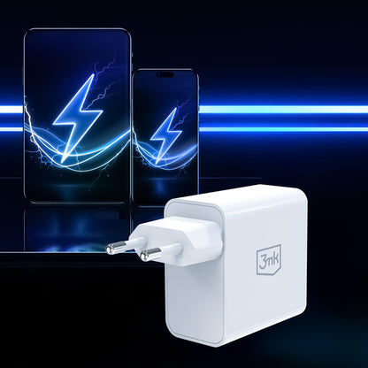 Netlader 3MK FlowPower, 45W, 1 x USB-A - 1 x USB-C, Wit