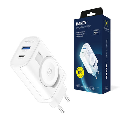 Netwerkoplader 3MK Hardy 2in1, 33W, 3A, 1 x USB-A - 1 x USB-C, Wit