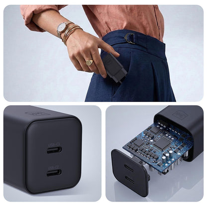 3MK Hyper Netlader, 45W, 2 x USB-C, Zwart