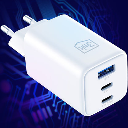 Netwerkoplader 3MK Hyper, 65W, 3.25A, 1 x USB-A - 2 x USB-C, Wit