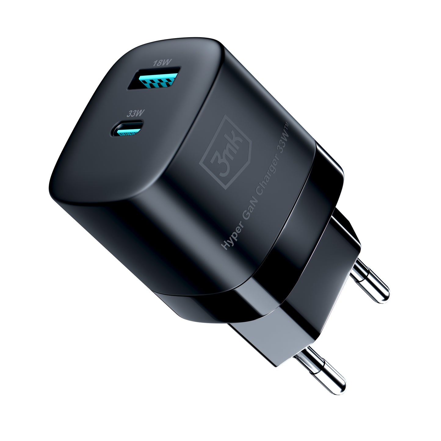 Netwerkoplader 3MK HyperCharger GaN, 33W, 3A, 1 x USB-A - 1 x USB-C, Zwart 