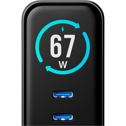 Netlader 3MK InCharge Lumin Display, 67W, 5A, 1 x USB-A - 2 x USB-C, Zwart