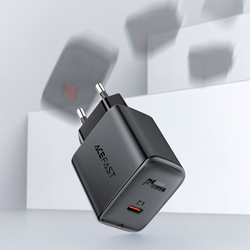 Netwerkoplader Acefast A1, 20W, 3A, 1 x USB-C, Zwart