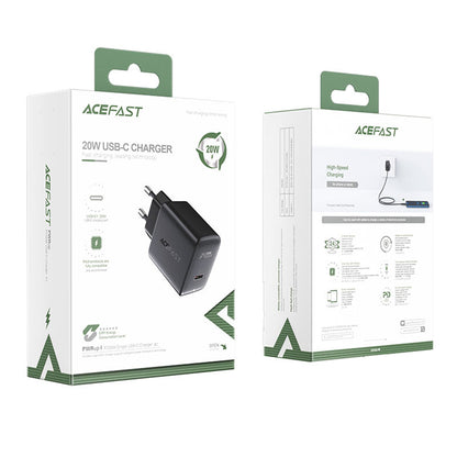 Netwerkoplader Acefast A1, 20W, 3A, 1 x USB-C, Zwart