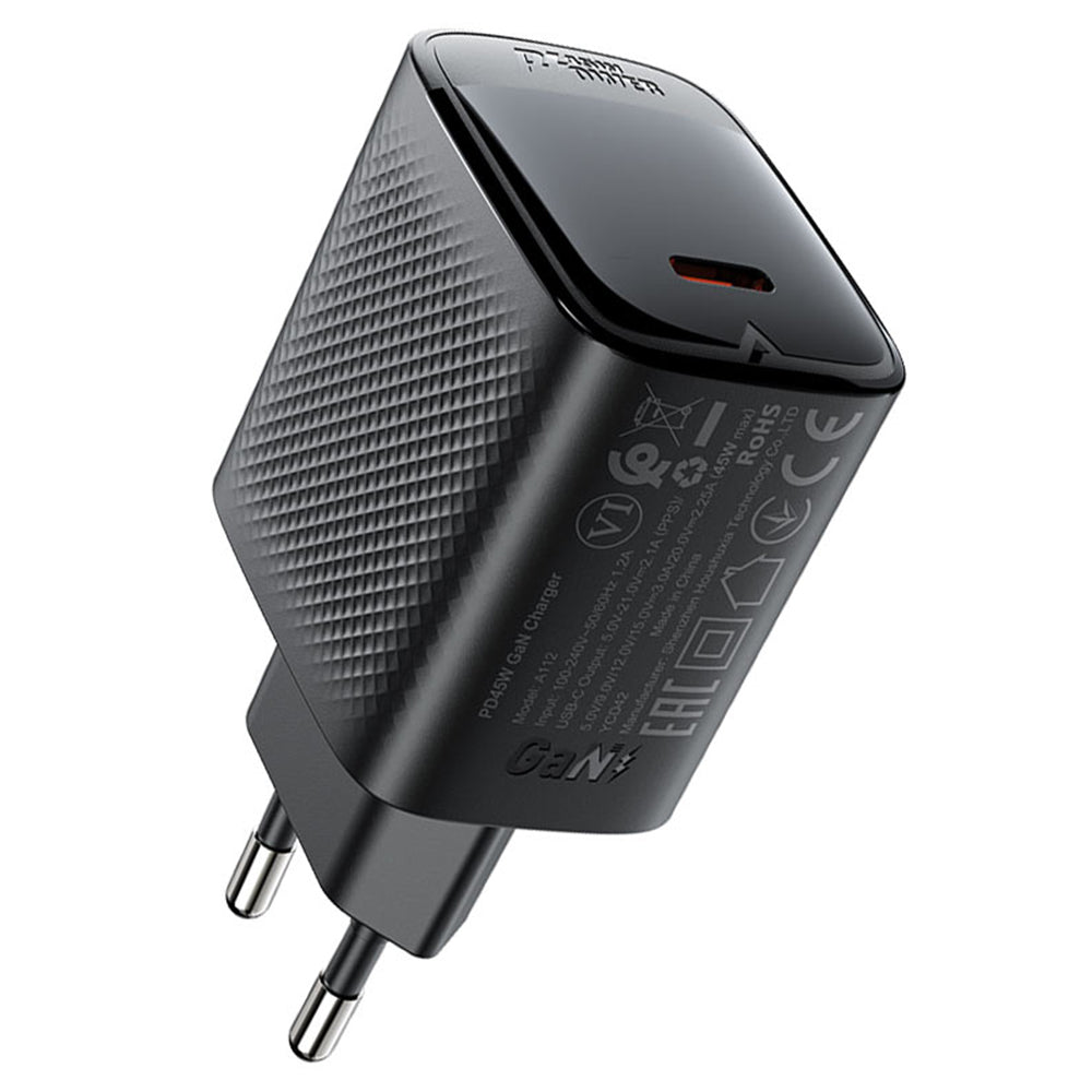 Netwerkoplader Acefast A112, 45W, 3A, 1 x USB-C, Zwart