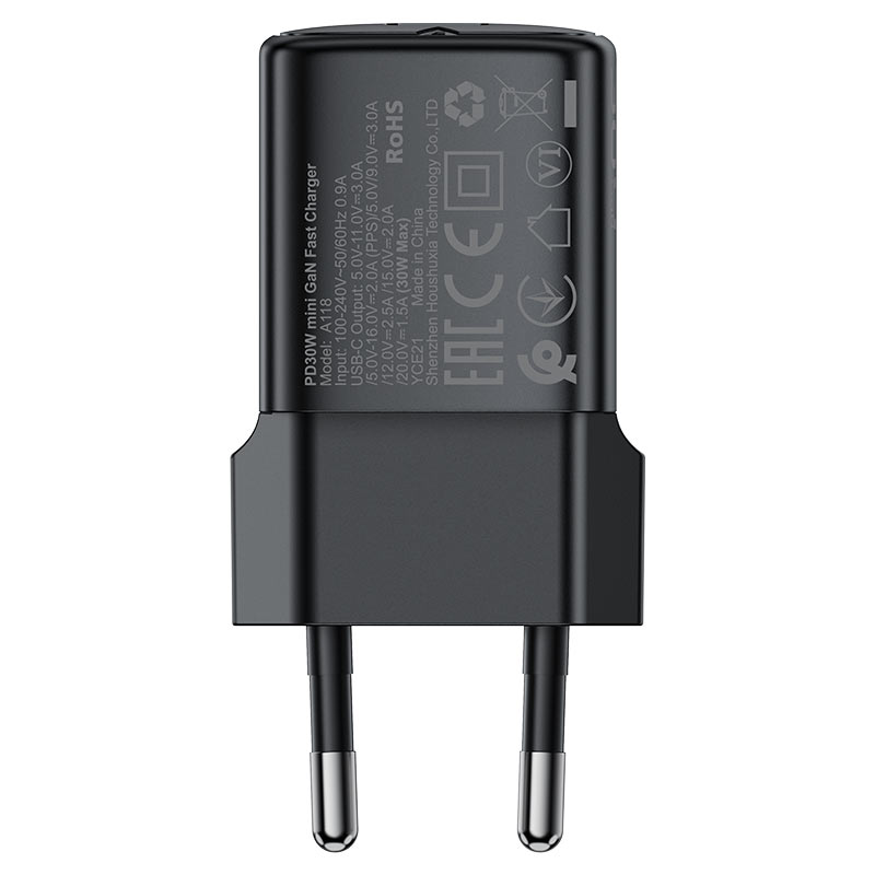 Acefast A118 Netwerkoplader, 30W, 3A, 1 x USB-C, Zwart