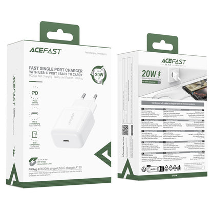 Netwerkoplader Acefast A130, 20W, 3A, 1 x USB-C, Wit