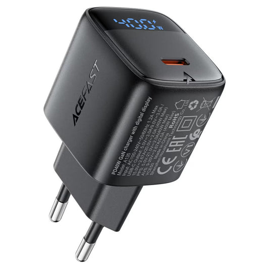 Acefast A135 Display Netwerkoplader, 45W, 3A, 1 x USB-C, Zwart