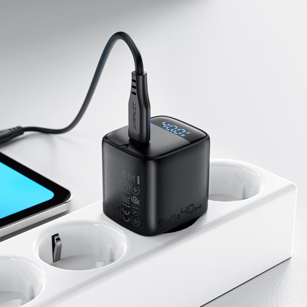 Acefast A135 Display Netwerkoplader, 45W, 3A, 1 x USB-C, Zwart