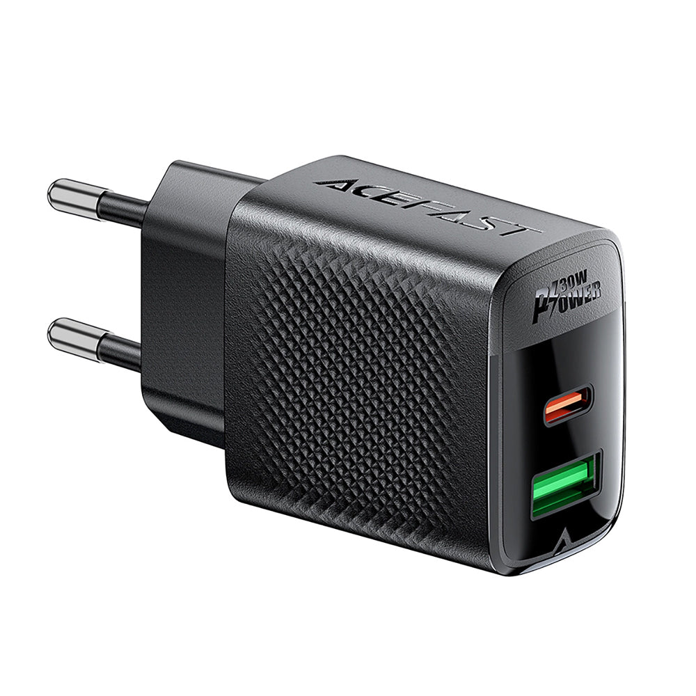 Acefast A98 Netwerkoplader, 30W, 3A, 1 x USB-A - 1 x USB-C, Zwart
