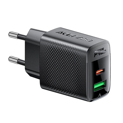 Acefast A98 Netwerkoplader, 30W, 3A, 1 x USB-A - 1 x USB-C, Zwart