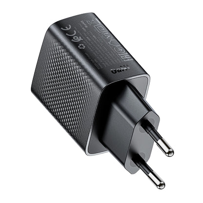 Acefast A98 Netwerkoplader, 30W, 3A, 1 x USB-A - 1 x USB-C, Zwart